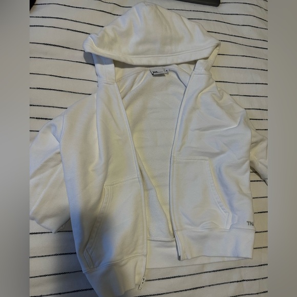 Terry Fleece Perfect Fit White Zip Hoodie - Picture 2 of 4